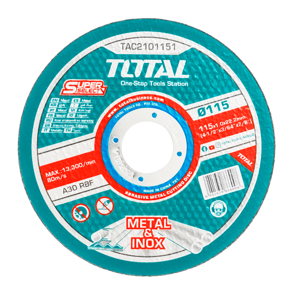 Disc debitare metal TOTAL 115 mm x 1.0 mm x 22.2 mm, pentru inox, 1, atomico.ro