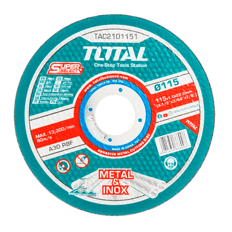 Scule TOTAL, Disc debitare metal TOTAL 115 mm x 1.0 mm x 22.2 mm, pentru inox, 1, atomico.ro