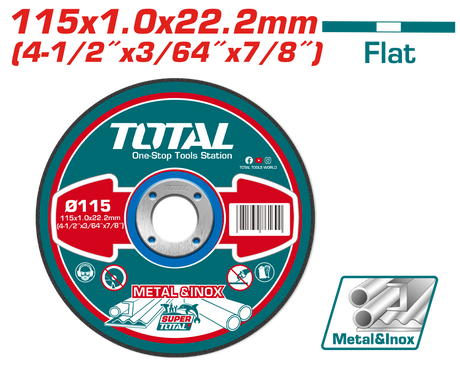 Scule TOTAL, Disc debitare metal TOTAL 115 mm x 1.0 mm x 22.2 mm, pentru inox, 6, atomico.ro