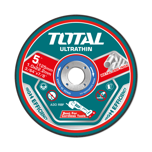 Set discuri taiere metal TOTAL 125 mm, 1.0 mm, 22.2 mm, 25 bucati, pentru inox si metal, 1, atomico.ro