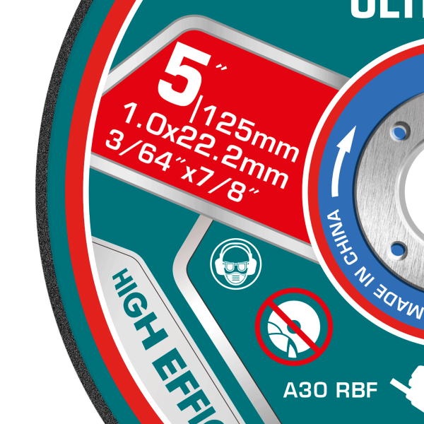 Set discuri taiere metal TOTAL 125 mm, 1.0 mm, 22.2 mm, 25 bucati, pentru inox si metal, 4, atomico.ro