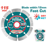 Disc debitare beton TOTAL Industrial 115mm – pentru beton, piatra, caramida, taiere uscata/umeda
