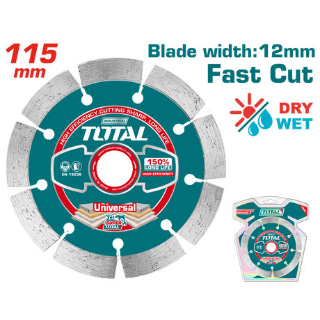 Scule electrice, Disc debitare beton TOTAL Industrial 115mm – pentru beton, piatra, caramida, taiere uscata/umeda, atomico.ro