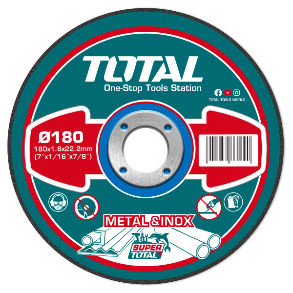 Disc de taiere metal TOTAL 180x1.6x22.2 mm, 8500 rpm, pentru metal si otel inoxidabil, 2, atomico.ro