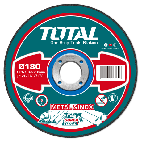 Accesorii scule electrice TOTAL, Disc de taiere metal TOTAL 180x1.6x22.2 mm, 8500 rpm, pentru metal si otel inoxidabil, 2, atomico.ro