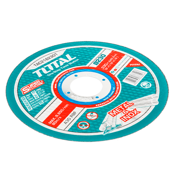 Disc debitare metal TOTAL 230 mm, 1.6 mm, pentru inox, ax 22.2 mm, 2, atomico.ro