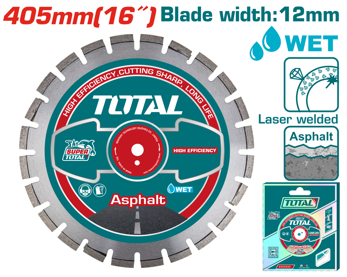 Disc diamantat pentru taiere asfalt TOTAL Industrial 405 mm, 1, atomico.ro