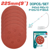 Set discuri hartie abraziva 225mm - P40, P80, P120, P180, 30 bucati