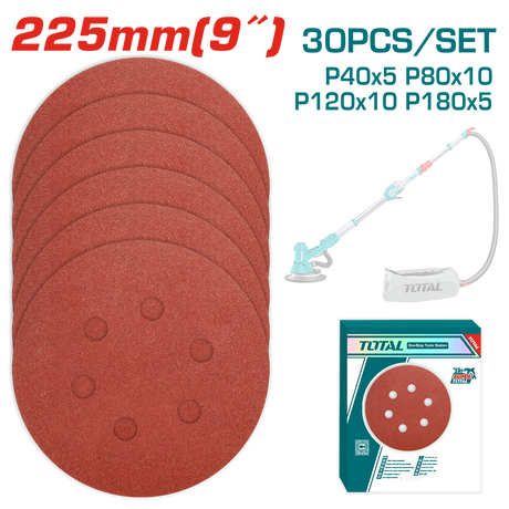 Scule electrice, Set discuri hartie abraziva 225mm - P40, P80, P120, P180, 30 bucati, 2, atomico.ro
