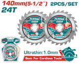 TOTAL - SET 2 BC PANZA FERASTRAU TCT PENTRU LEMN - 140X12.7MM INDUSTRIAL