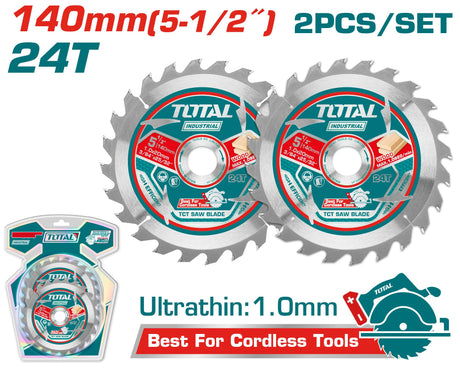 Accesorii scule electrice TOTAL, Set 2 panze fierastrau TCT TOTAL pentru lemn  140X25.4MM INDUSTRIAL, 2, atomico.ro