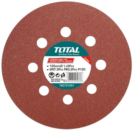 Accesorii scule electrice TOTAL, Disc hartie abraziva TOTAL 125mm -P80,P120, atomico.ro