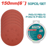 Set discuri hartie abraziva 150 mm, P40-P180, 50 bucati