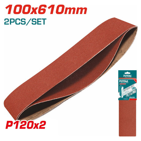 Accesorii scule electrice TOTAL, Set 2 bucati hartie abraziva Total pentru slefuitor 100X610mm, P120, atomico.ro