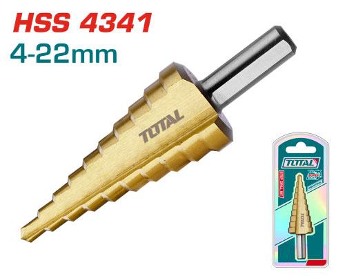 Burghiu in trepte TOTAL 4–22 mm, HSS 4341, finisaj titan, pentru metal, 2, atomico.ro