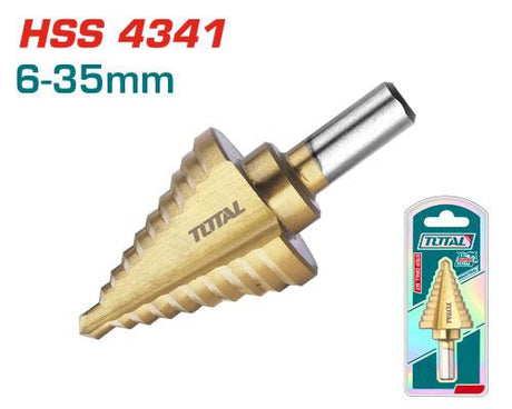 Atomico, Burghiu in trepte TOTAL 6–35 mm, HSS 4341, finisaj titan, pentru metal, 2, atomico.ro