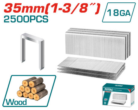 Scule si unelte de mana, Set 2500 capse pentru lemn TOTAL GA18 35 mm, 1.25 x 1.0 mm, atomico.ro