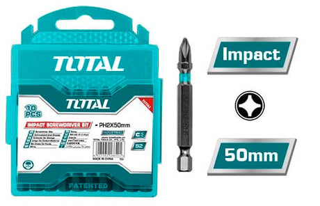 Accesorii scule electrice TOTAL, Set 10 biti de impact TOTAL - PH2x50mm, atomico.ro