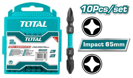 Accesorii scule electrice TOTAL, Set 10 biti de impact TOTAL PH2xPH2x65mm, atomico.ro