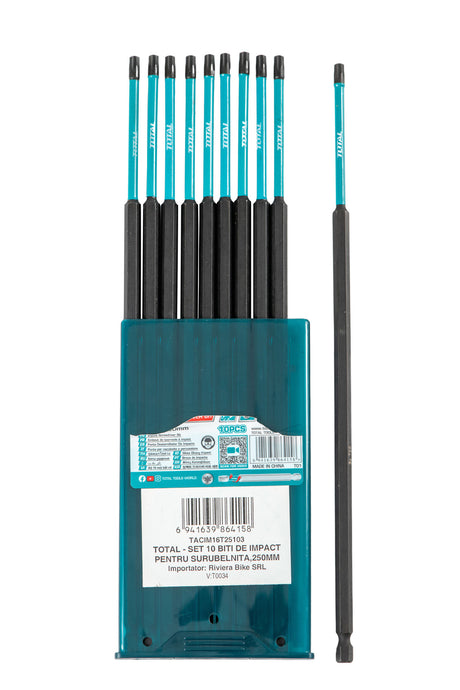 Accesorii scule electrice TOTAL, Set 10 biti de impact Total T25, 250mm, 1, atomico.ro