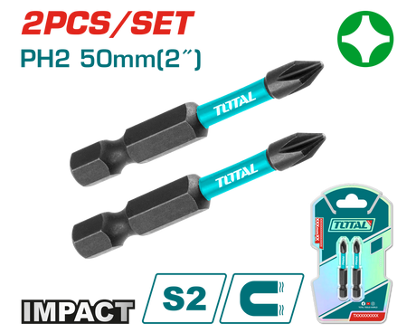 Scule TOTAL, Set biti impact TOTAL PH2, 50 mm, S2, 2 buc, 5, atomico.ro