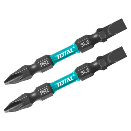 Scule TOTAL, Set biti impact TOTAL PH2 + SL6, 65 mm, S2, 2 buc, 3, atomico.ro