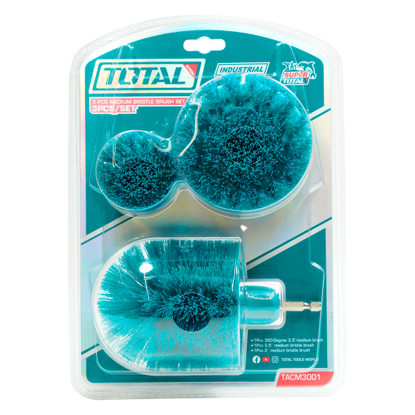 Set perii curatare TOTAL 3 piese, duritate medie, prindere 1/4" HEX, 51 mm si 89 mm, 1, atomico.ro