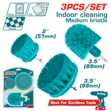Set perii curatare TOTAL 3 piese, duritate medie, prindere 1/4" HEX, 51 mm si 89 mm