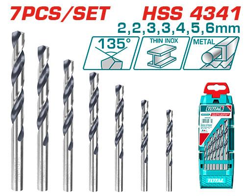 Set burghie metal TOTAL 7 piese, HSS 4341, 2–6 mm, 2, atomico.ro