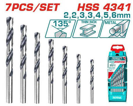 Scule TOTAL, Set burghie metal TOTAL 7 piese, HSS 4341, 2–6 mm, 2, atomico.ro