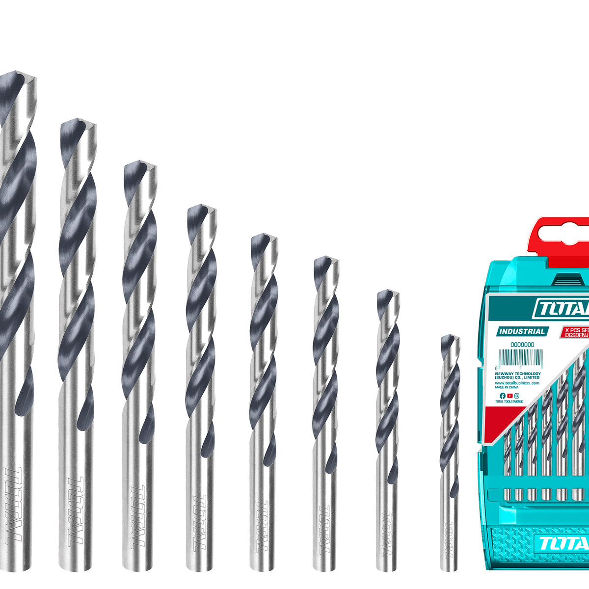 Set burghie metal TOTAL 9 piese, HSS 4341, 2–10 mm – Atomico
