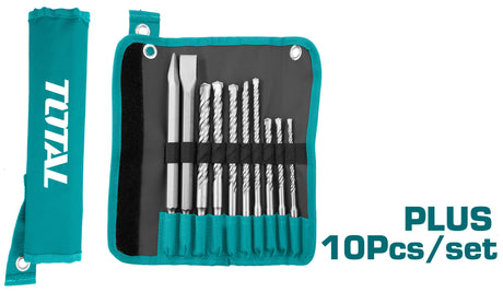 Accesorii scule electrice TOTAL, Set 10 piese SDS Plus TOTAL dalta, spitz si burghie, 1, atomico.ro