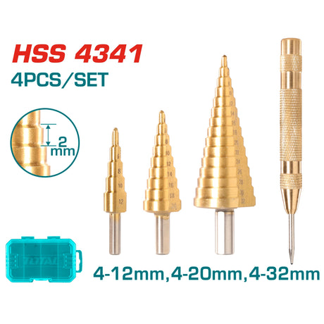 Accesorii scule electrice TOTAL, Set 3 burghie conice in trepte TOTAL, atomico.ro