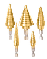 Set burghie in trepte TOTAL 5 piese, HSS 4341, 4–35 mm, prindere hex 1/4" si 5/16"