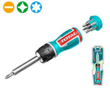 Set surubelnita cu clichet TOTAL 8 piese, biți PH, SL, Torx
