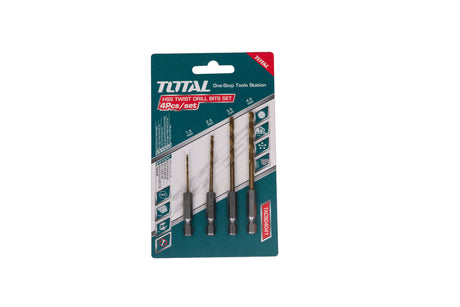Accesorii scule electrice TOTAL, Set 4 burghie TOTAL HSS prindere Hex 1/4, 2, atomico.ro