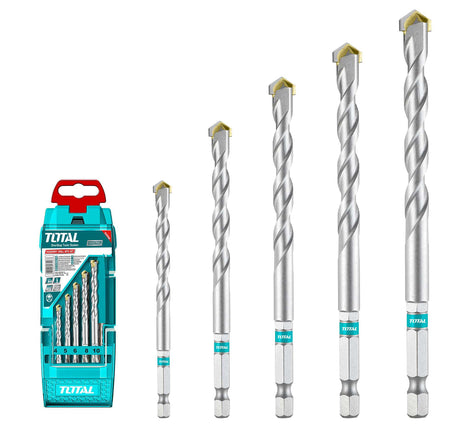 Scule TOTAL, Set 5 burghie zidarie TOTAL HEX, 4–10 mm, pentru beton si caramida, 6, atomico.ro