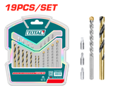 Set burghie si biti TOTAL 19 piese, HSS metal, zidarie, biti 25 mm