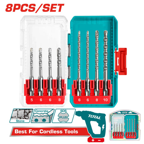 Scule TOTAL, Set burghie SDS Plus TOTAL 8 piese, 5–10 mm, pentru beton si zidarie, 2, atomico.ro
