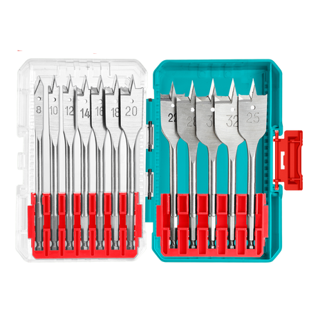 Accesorii scule electrice, Set 12 buc. burghie plate pentru lemn TOTAL, 8–32 mm, tija hex 1/4", 1, atomico.ro