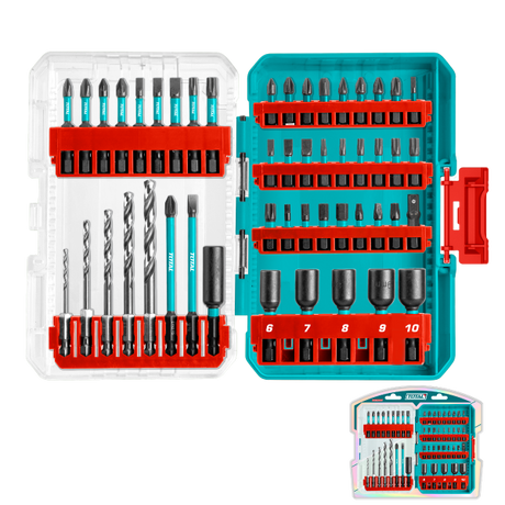 Scule electrice, Set biti impact TOTAL 49 piese, adaptor, burghie HSS, piulite magnetice, 2, atomico.ro