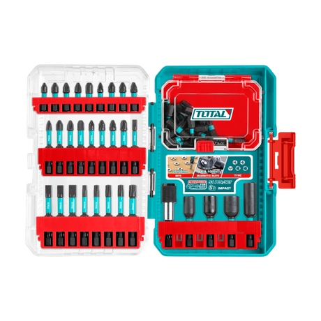 Scule TOTAL, Set biti impact TOTAL 51 piese, 25 mm si 50 mm, piulite magnetice, suport cu eliberare rapida, 1, atomico.ro