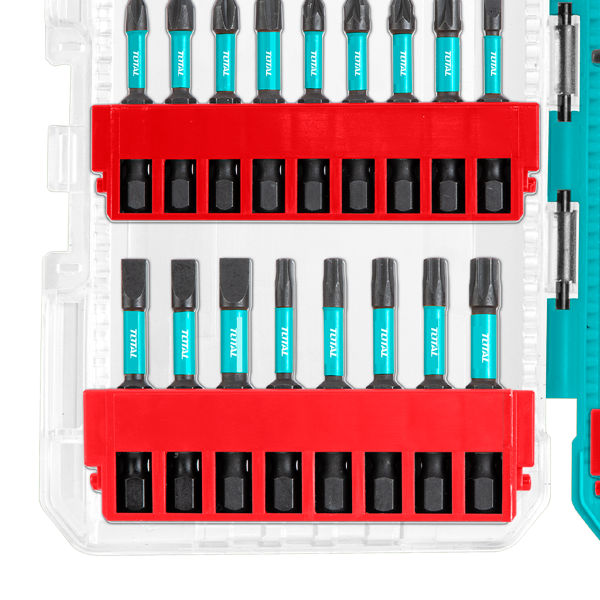 Set biti impact TOTAL 51 piese, 25 mm si 50 mm, piulite magnetice, suport cu eliberare rapida, 4, atomico.ro