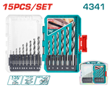 Set burghie metal TOTAL 15 piese, HSS 4341, 1–12 mm