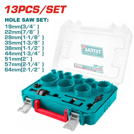 Accesorii scule electrice TOTAL, Set 13 freze TOTAL HSS M3 - 19-64mm, 1, atomico.ro