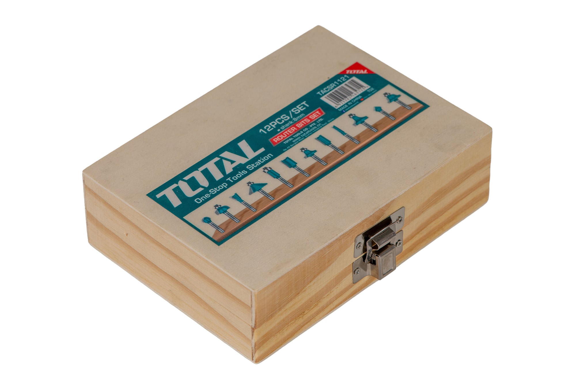 Set 12 buc. freze lemn pentru freza electrica TOTAL, tija 8 mm