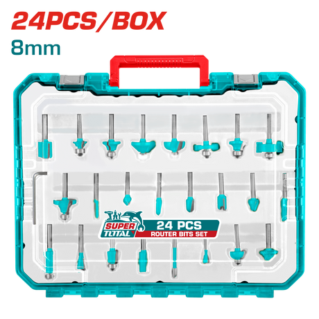 Toate produsele, Set freze pentru lemn TOTAL 24 piese, coada 8 mm, pentru freza electrica, 1, atomico.ro
