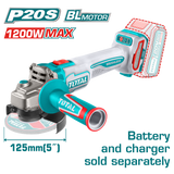 Polizor unghiular TOTAL 20V, disc 125 mm, 9000 rpm (acumulator si incarcator se vand separat)