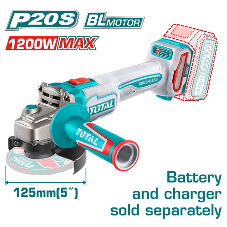 Oferta Zilei, Polizor unghiular TOTAL 125mm, 20V – motor Brushless, protectie la suprasarcina (nu include acumulator si incarcator)), 2, atomico.ro