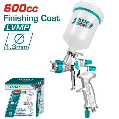 Pistoale aer cald/de lipit/de vopsit, Pistol de vopsit TOTAL, duza 1.3 mm, rezervor 600 ml, atomico.ro